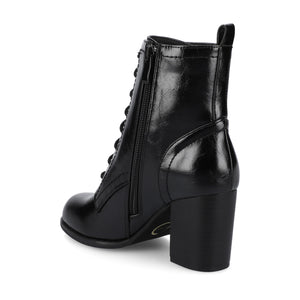 BAYLOR VEGAN LEATHER LACE-UP BOOTIES IN WIDE - Black Crinkle