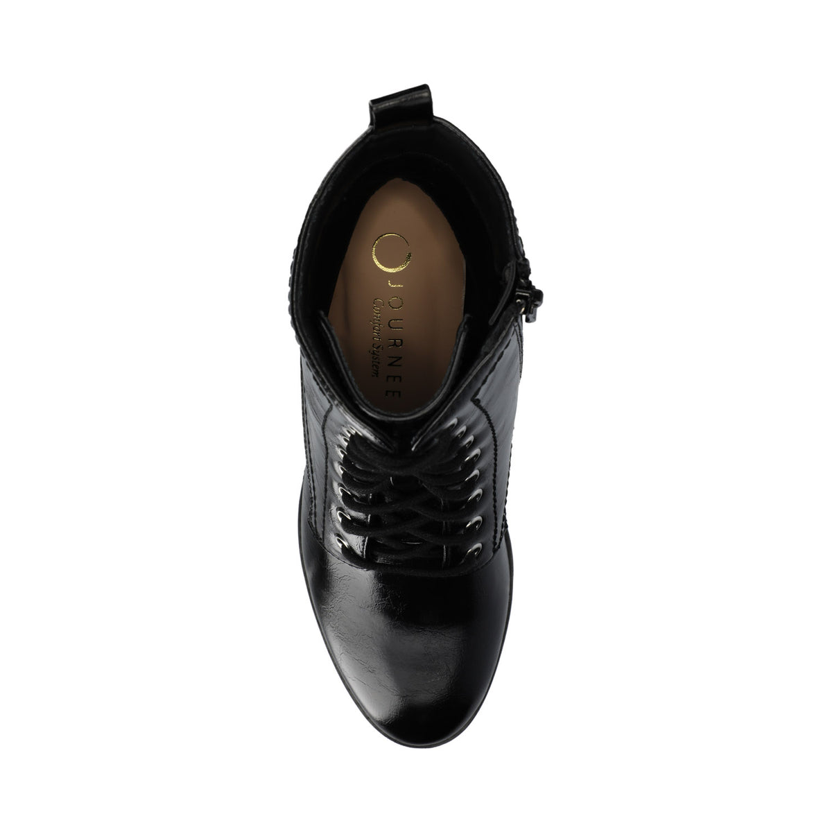 BAYLOR VEGAN LEATHER LACE-UP BOOTIES IN WIDE - Black Crinkle