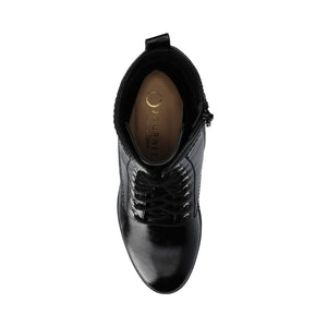 BAYLOR VEGAN LEATHER LACE-UP BOOTIES IN WIDE - Black Crinkle