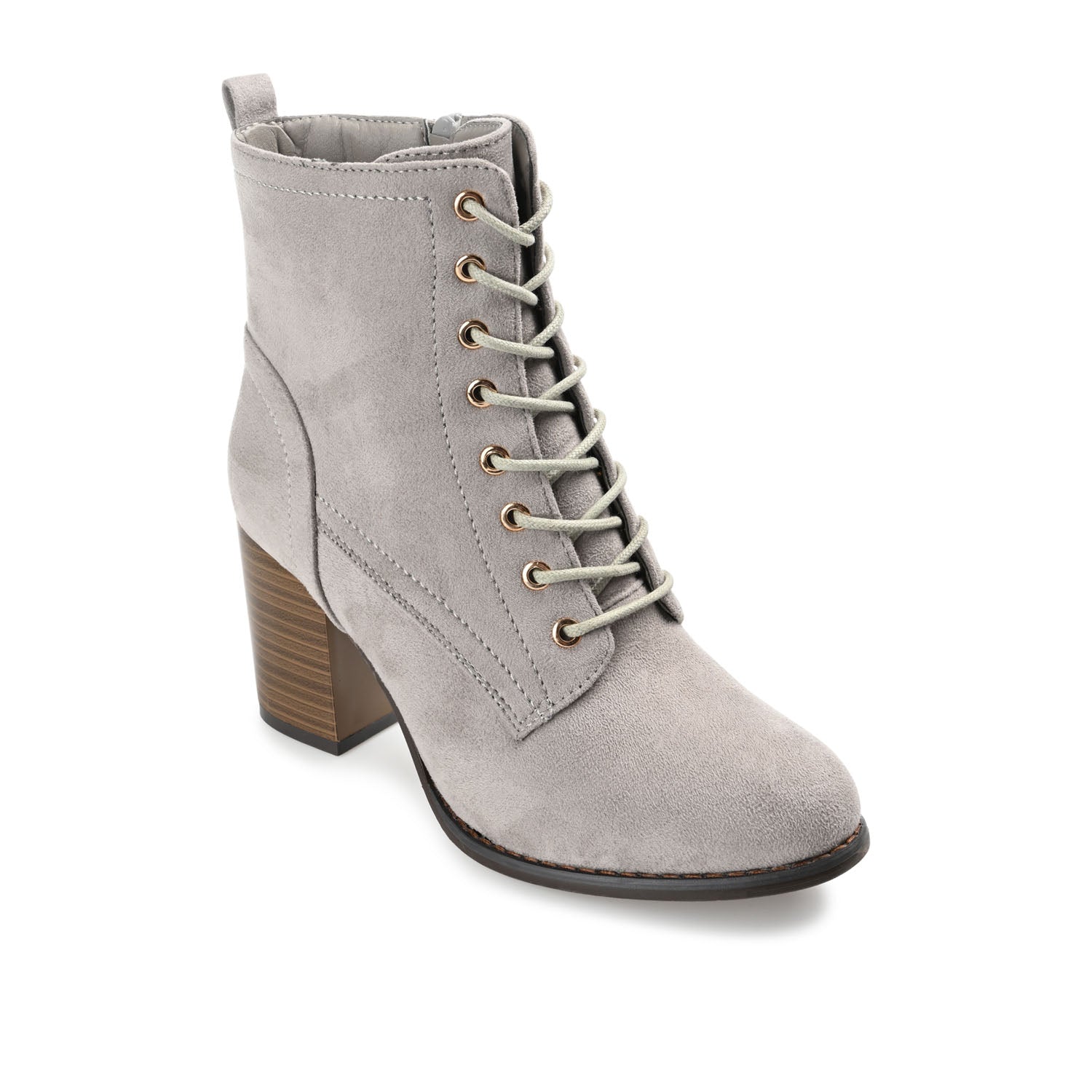 BAYLOR LACE-UP BOOTIES IN WIDE - Grey Faux Suede