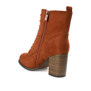 BAYLOR LACE-UP BOOTIES IN FAUX SUEDE - Rust Faux Suede