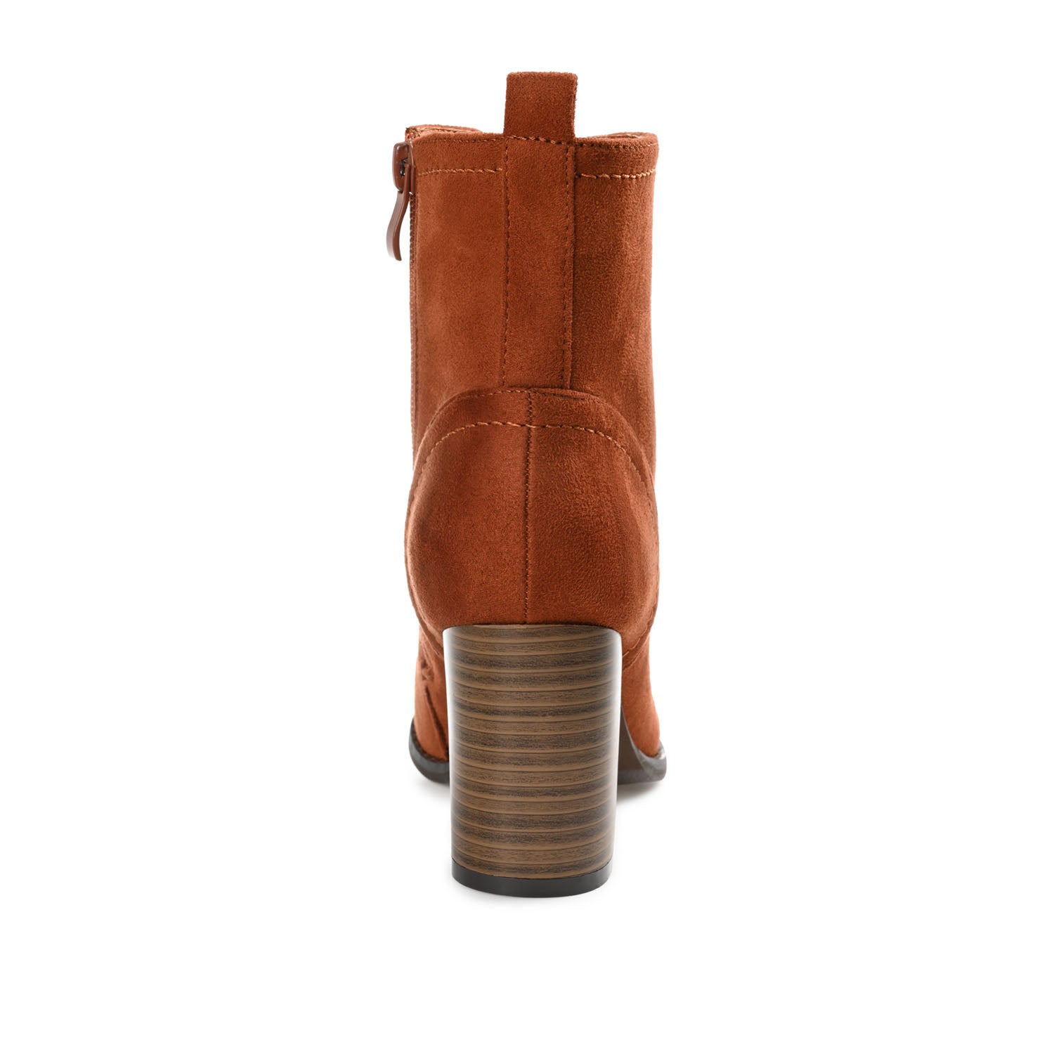 BAYLOR LACE-UP BOOTIES IN WIDE - Rust Faux Suede