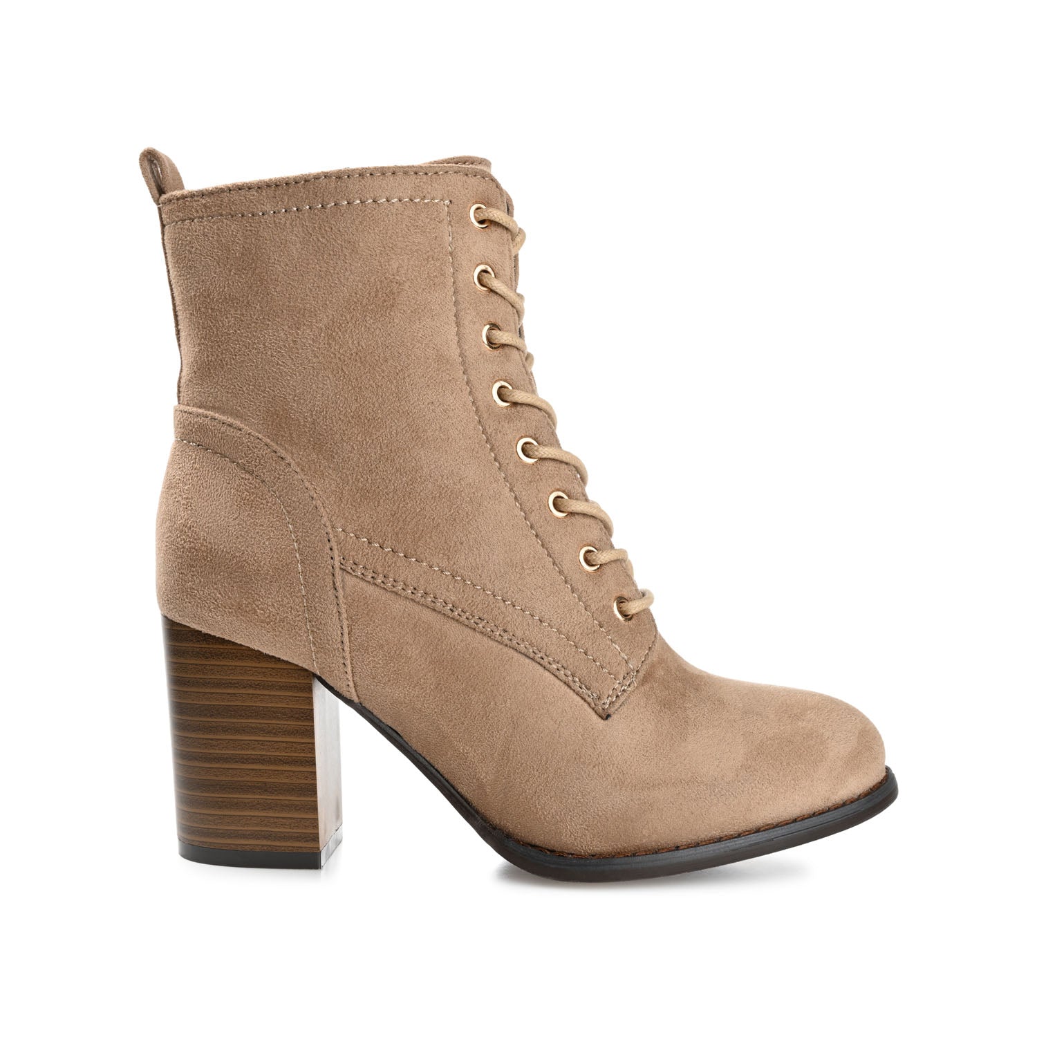 BAYLOR LACE-UP BOOTIES IN WIDE - Taupe Suede