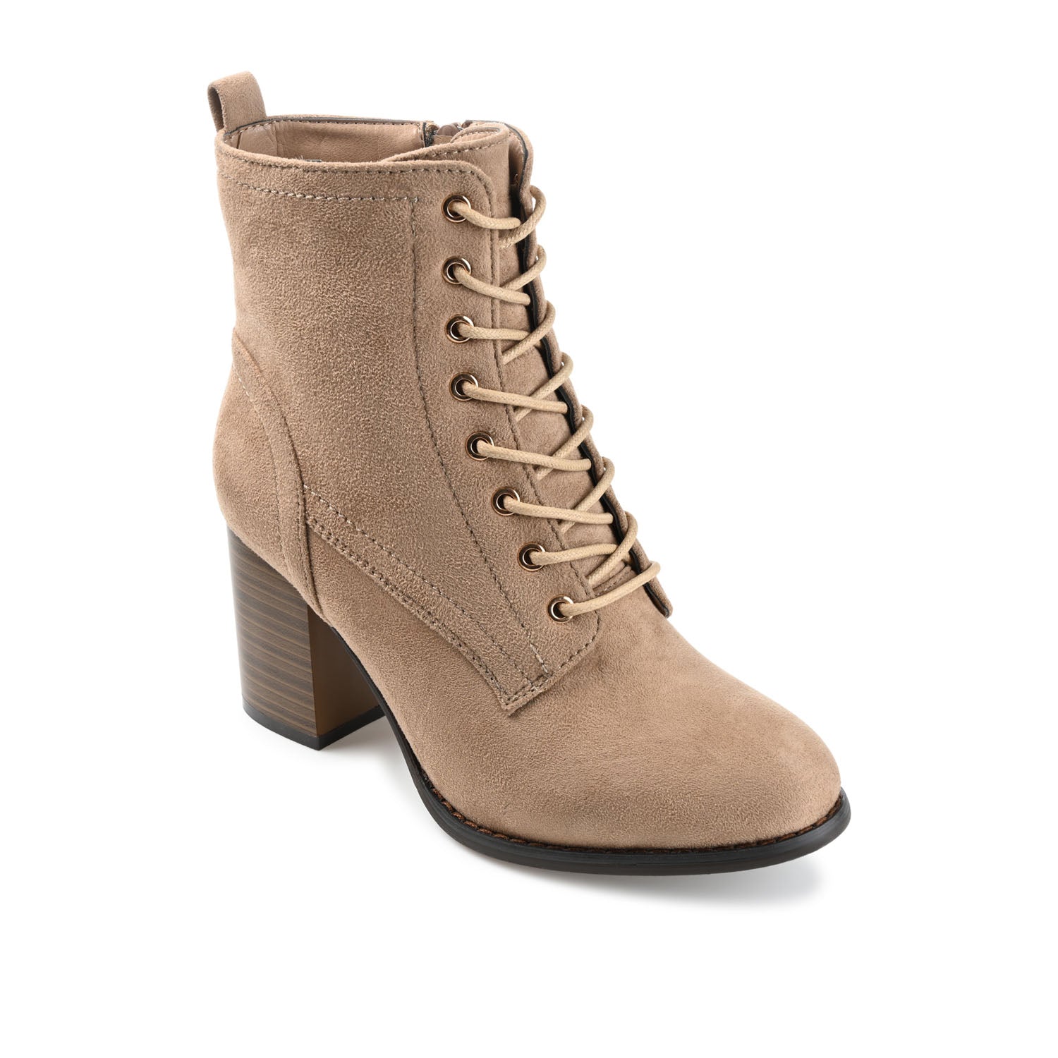 BAYLOR LACE-UP BOOTIES IN WIDE - Taupe Suede