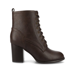 BAYLOR VEGAN LEATHER LACE-UP BOOTIES IN WIDE - Brown PU