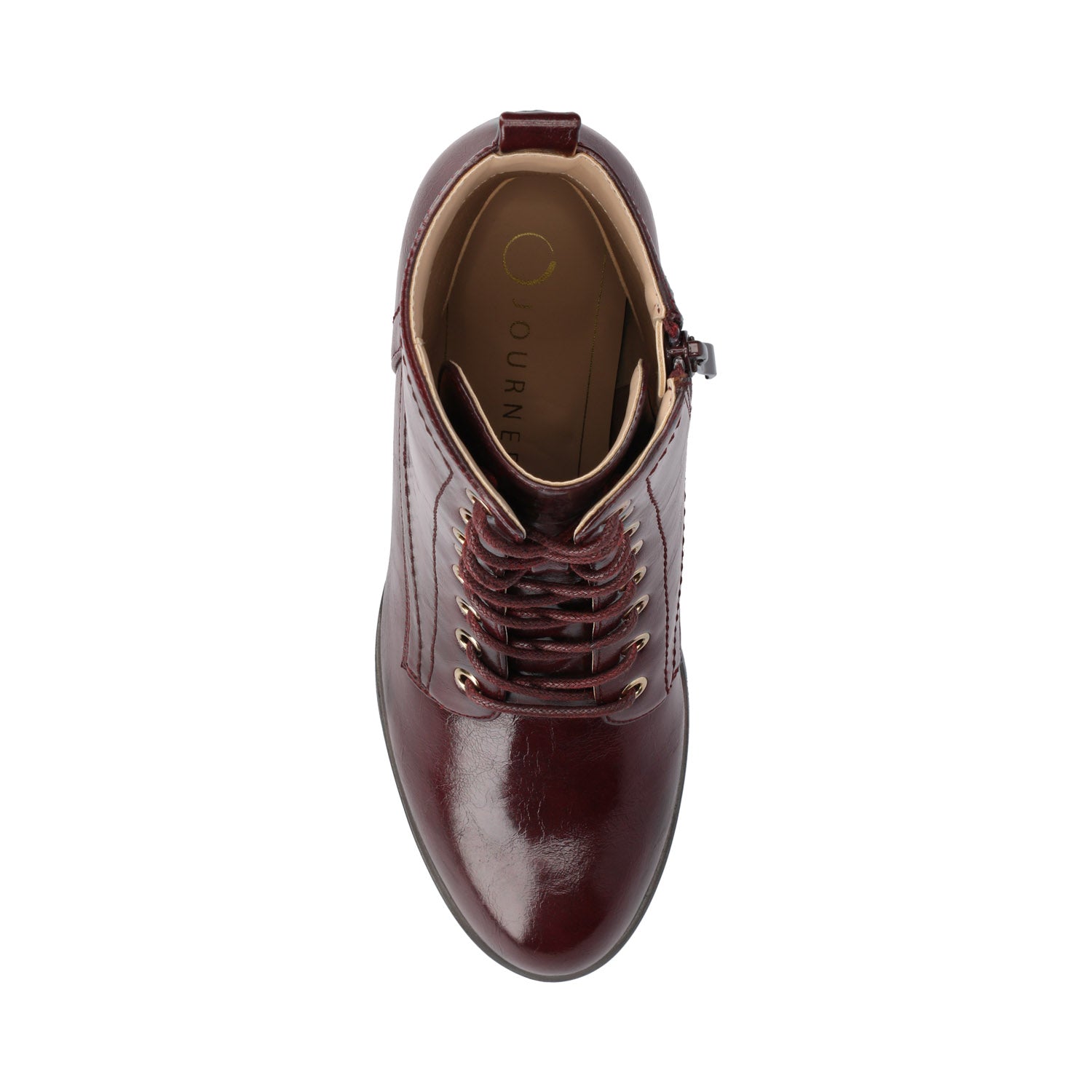 BAYLOR VEGAN LEATHER LACE-UP BOOTIES IN WIDE - Oxblood Patent
