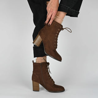 BAYLOR LACE-UP BOOTIES IN FAUX SUEDE