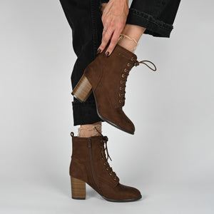 BAYLOR VEGAN LEATHER LACE-UP BOOTIES