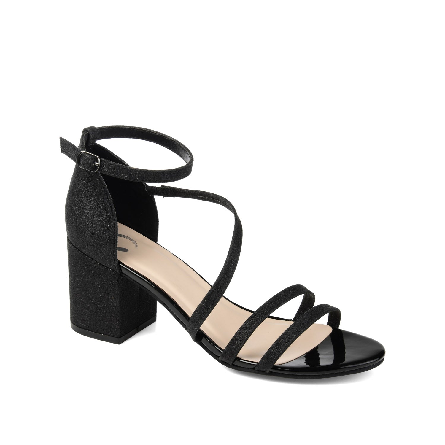 BELLA GLITTERED STRAPPY HEELS IN WIDE - Black Glitter