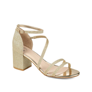 BELLA STRAPPY HEELS IN GLITTER - Gold Glitter