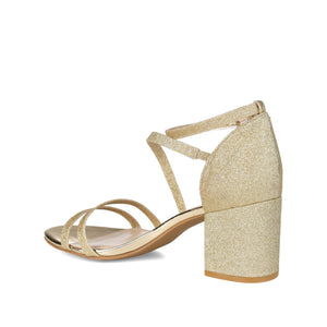 BELLA GLITTERED STRAPPY HEELS IN WIDE - Gold Glitter