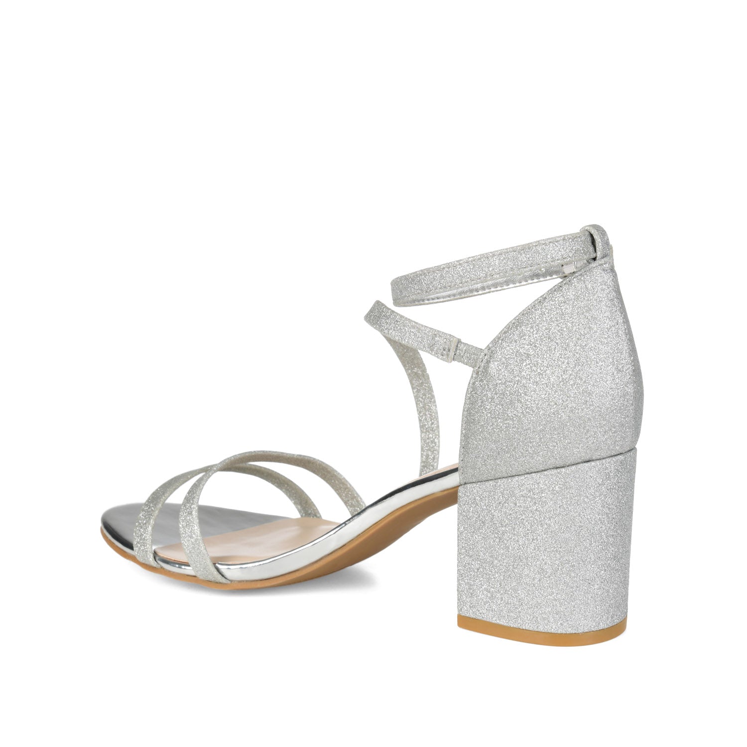 BELLA GLITTERED STRAPPY HEELS IN WIDE - Silver Glitter
