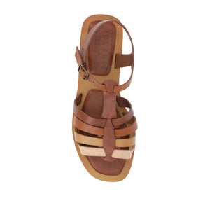 BENICIA FISHERMAN SANDALS IN VEGAN LEATHER - Brown Multi PU