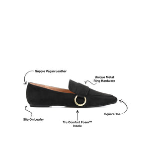 BENNTLY SQUARE TOE LOAFER IN FAUX SUEDE - Black