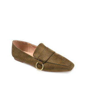 BENNTLY SQUARE TOE LOAFER IN FAUX SUEDE - Olive