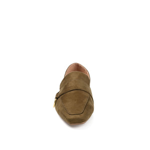 BENNTLY SQUARE TOE LOAFER IN FAUX SUEDE - Olive