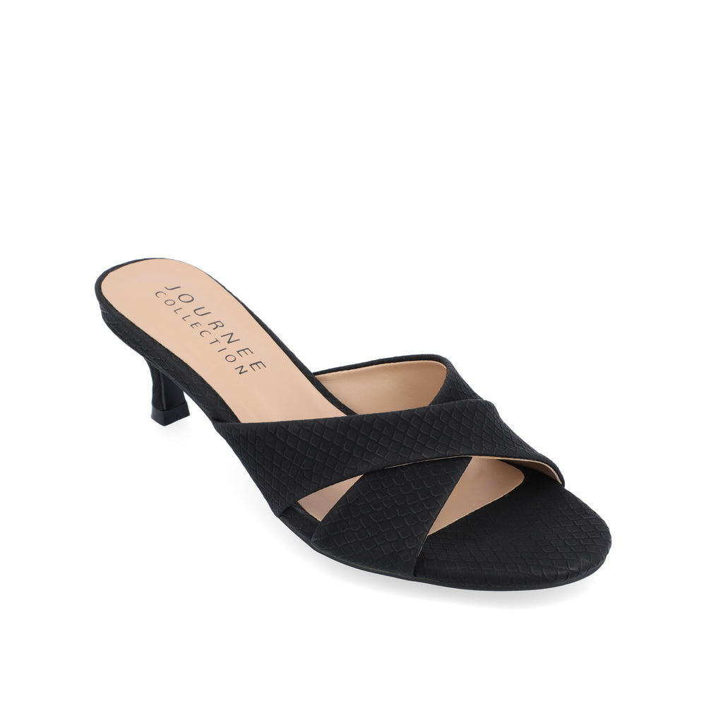 BERKLY KITTEN HEEL MULES IN FAUX LEATHER