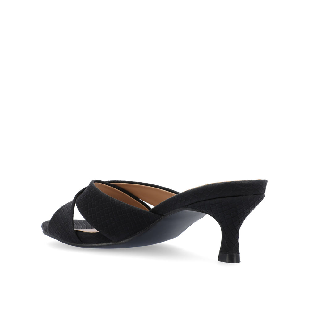 BERKLY KITTEN HEEL MULES IN FAUX LEATHER