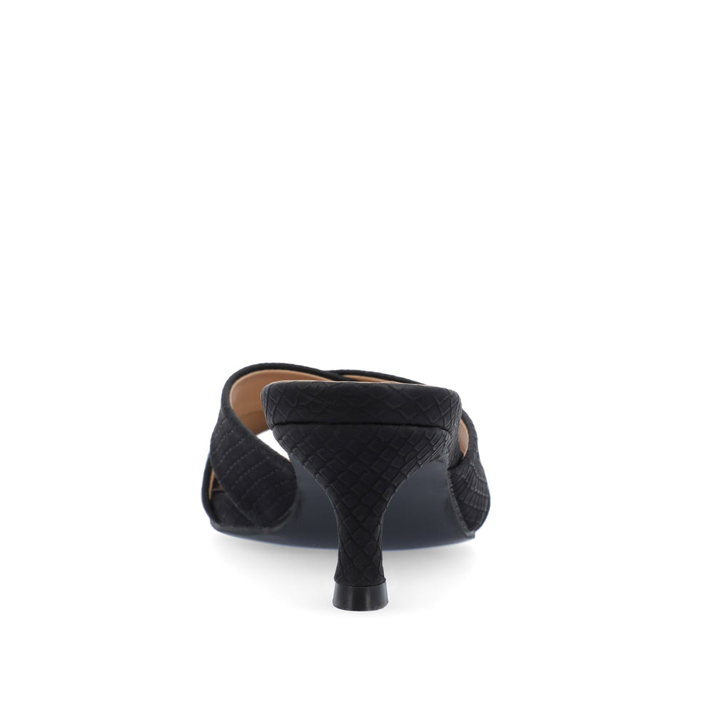 BERKLY KITTEN HEEL MULES IN FAUX LEATHER