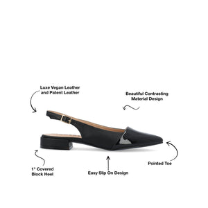 BERTIE SLINGBACK FLATS IN VEGAN LEATHER - Black