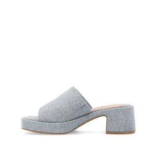 BESSA BLOCK HEELED MULES IN FAUX SUEDE