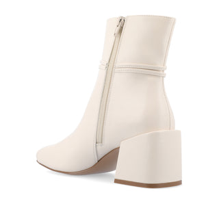 BEVERLEY BLOCK HEELED BOOITE IN FAUX LEATHER