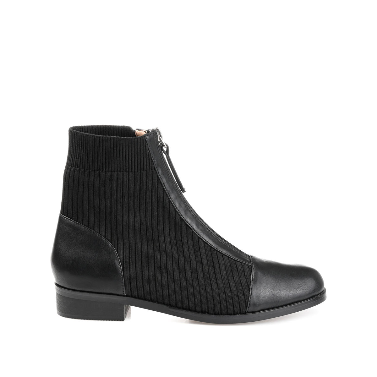 BEXLIE ZIP-UP BOOTIES IN KNIT FABRIC IN WIDE - Black