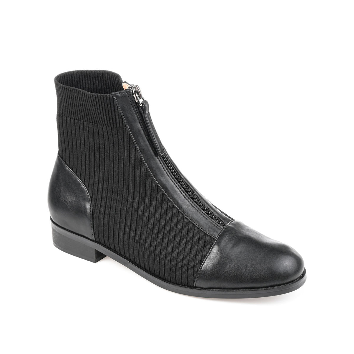 BEXLIE ZIP-UP BOOTIES IN KNIT FABRIC IN WIDE - Black