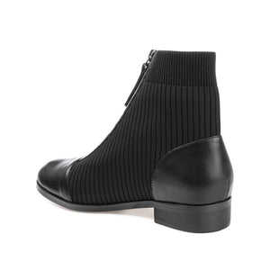 BEXLIE ZIP-UP BOOTIES IN KNIT FABRIC IN WIDE - Black