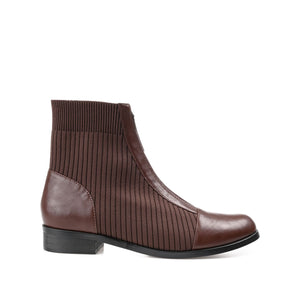 BEXLIE ZIP-UP BOOTIES IN KNIT FABRIC - Brown