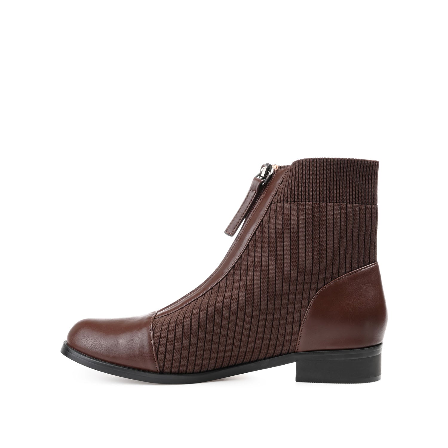 BEXLIE ZIP-UP BOOTIES IN KNIT FABRIC - Brown