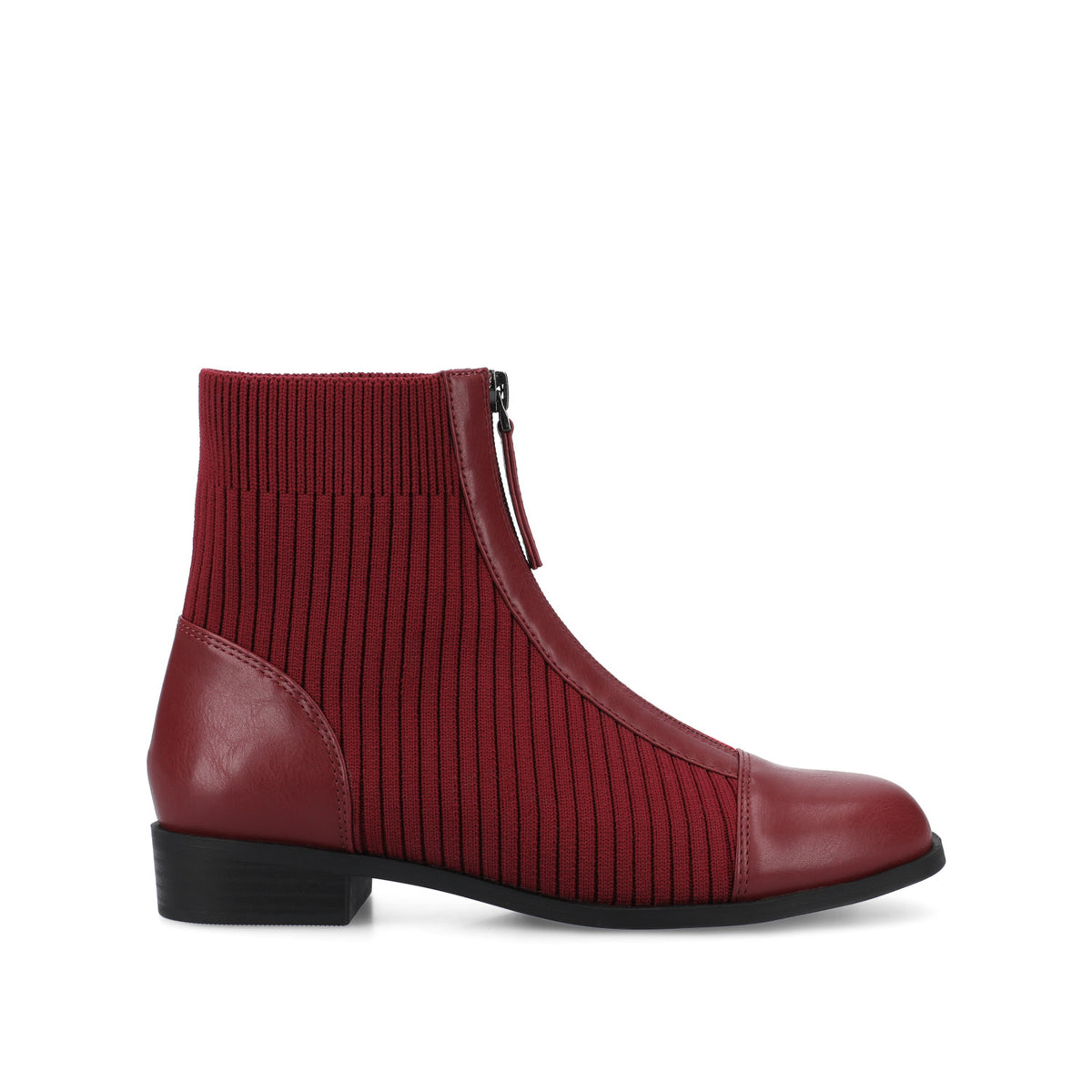 BEXLIE ZIP-UP BOOTIES IN KNIT FABRIC - Cranberry