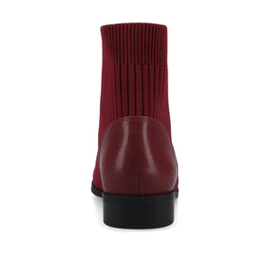 BEXLIE ZIP-UP BOOTIES IN KNIT FABRIC IN WIDE - Cranberry