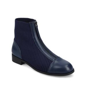 BEXLIE ZIP-UP BOOTIES IN KNIT FABRIC IN WIDE - Navy
