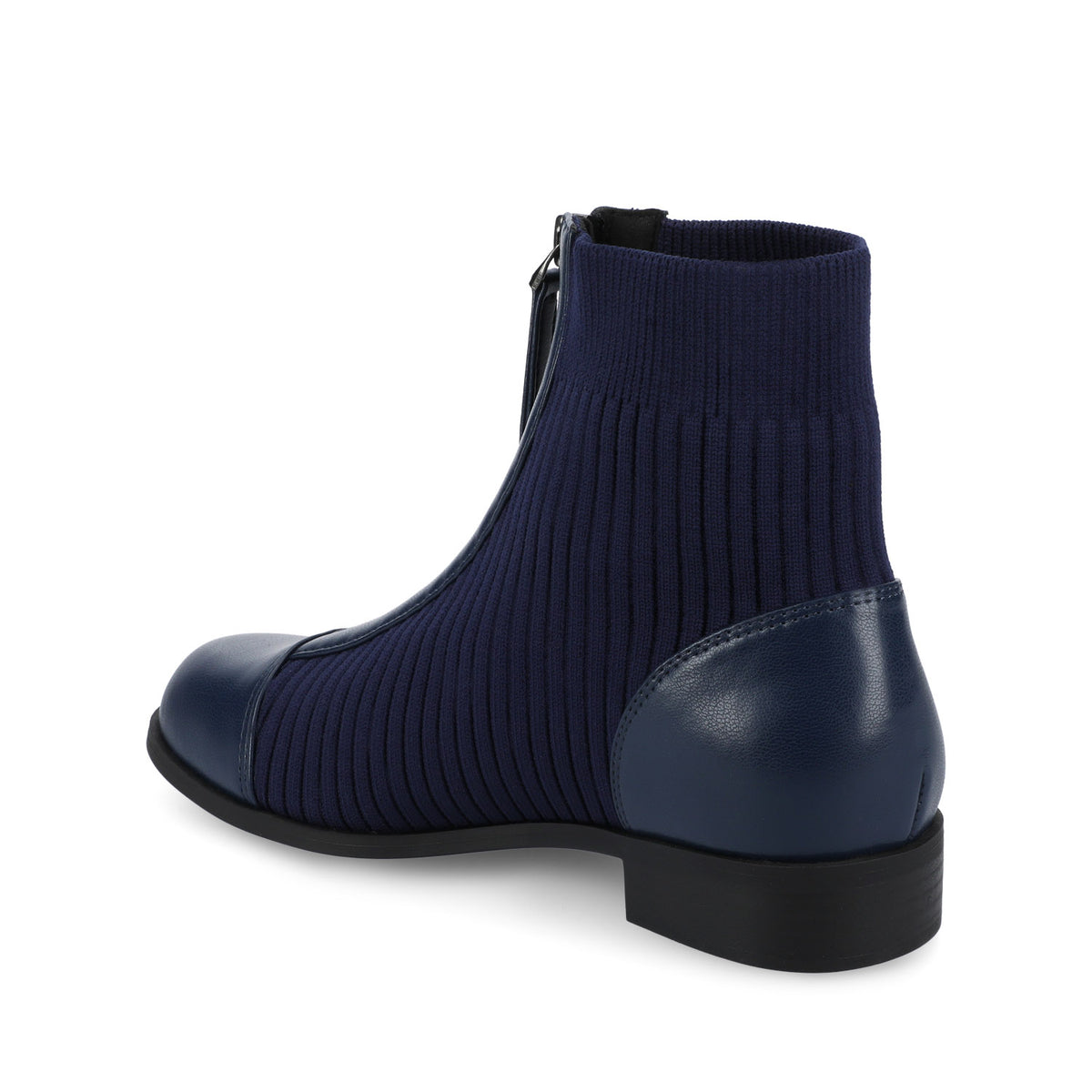 BEXLIE ZIP-UP BOOTIES IN KNIT FABRIC IN WIDE - Navy