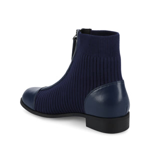 BEXLIE ZIP-UP BOOTIES IN KNIT FABRIC IN WIDE - Navy