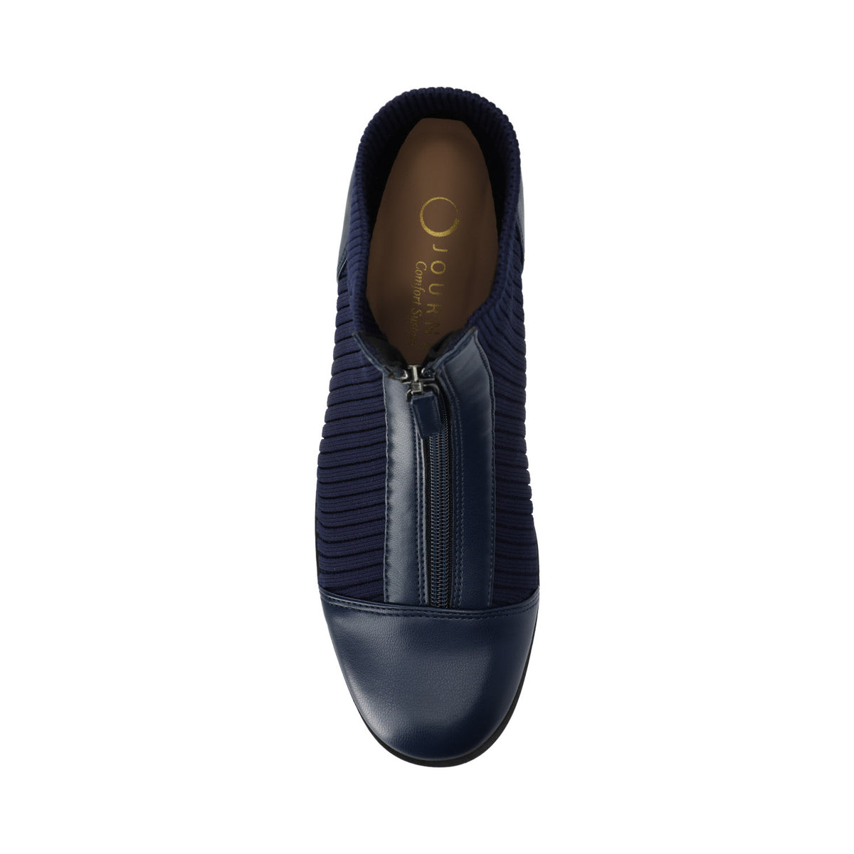 BEXLIE ZIP-UP BOOTIES IN KNIT FABRIC IN WIDE - Navy