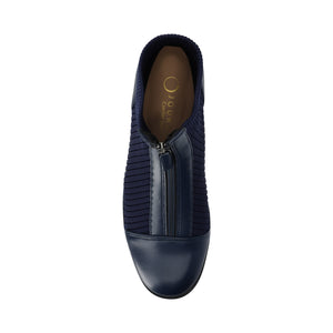 BEXLIE ZIP-UP BOOTIES IN KNIT FABRIC IN WIDE - Navy