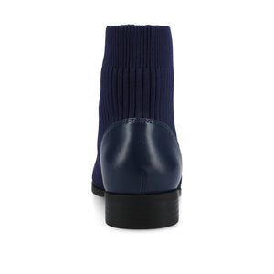 BEXLIE ZIP-UP BOOTIES IN KNIT FABRIC IN WIDE - Navy