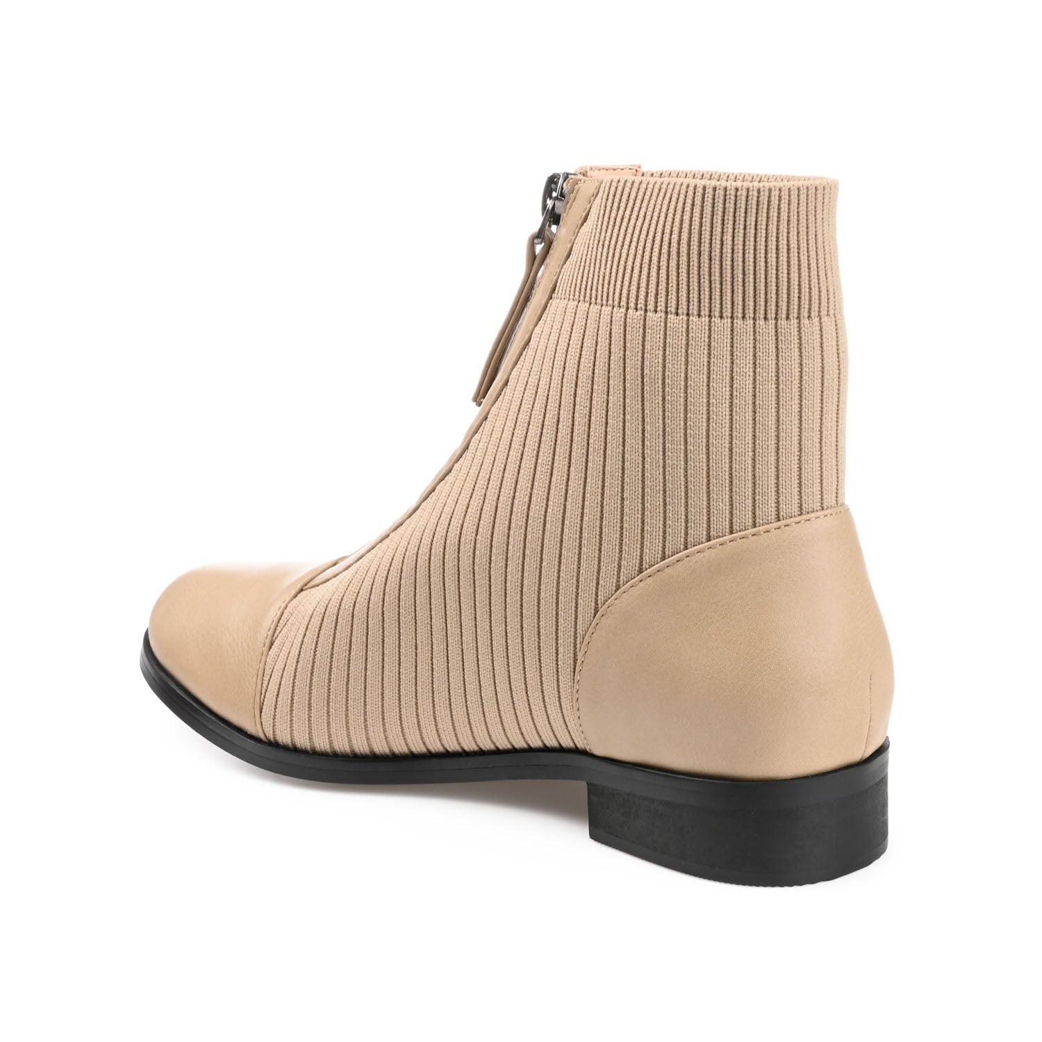 BEXLIE ZIP-UP BOOTIES IN KNIT FABRIC - Tan