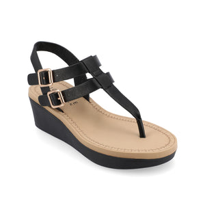 BIANCA WEDGE HEELED SANDALS IN CLASSIC COLORS - Black