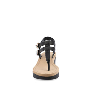 BIANCA WEDGE HEELED SANDALS IN VEGAN LEATHER - Black PU