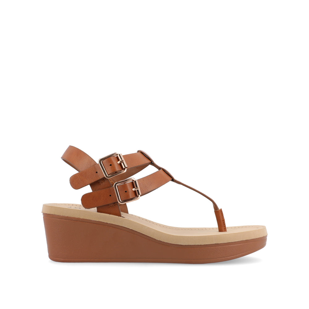 BIANCA WEDGE HEELED SANDALS IN FAUX LEATHER