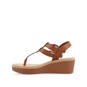 BIANCA WEDGE HEELED SANDALS IN VEGAN LEATHER - Tan PU
