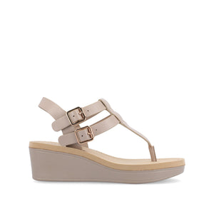 BIANCA WEDGE HEELED SANDALS IN VEGAN LEATHER - Taupe PU