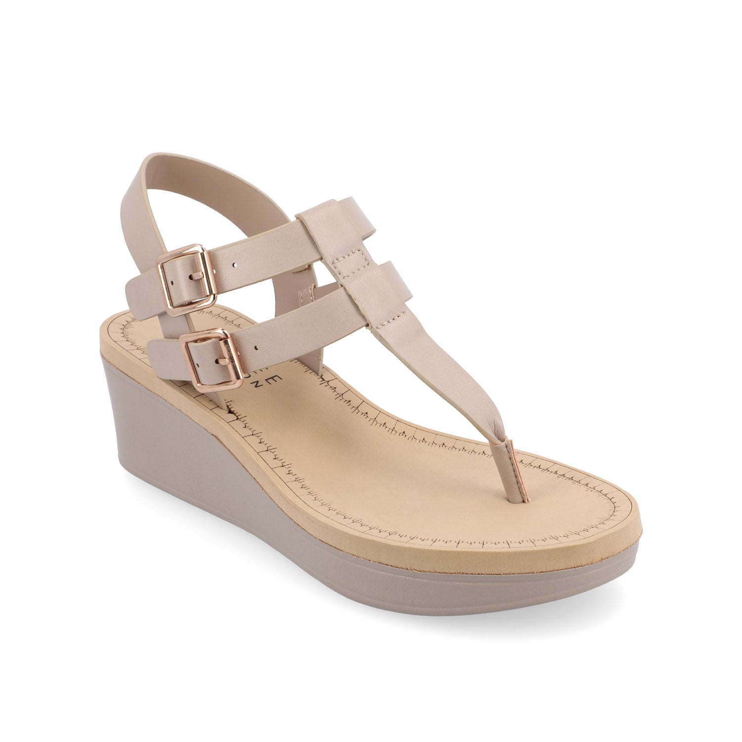 BIANCA WEDGE HEELED SANDALS IN VEGAN LEATHER - Taupe PU