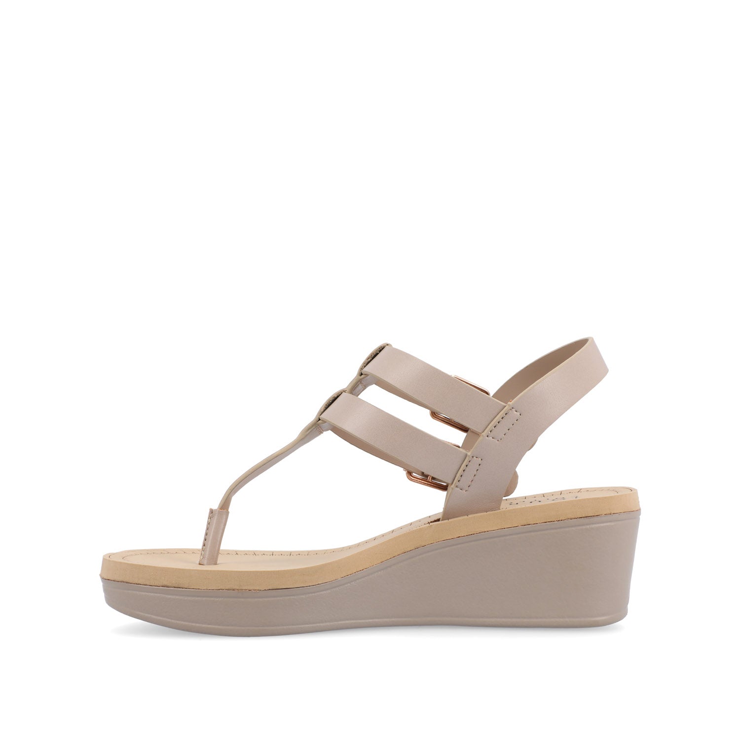 BIANCA WEDGE HEELED SANDALS IN VEGAN LEATHER - Taupe PU