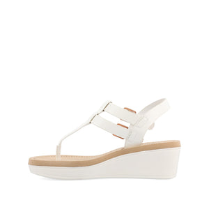 BIANCA WEDGE HEELED SANDALS IN VEGAN LEATHER - White PU