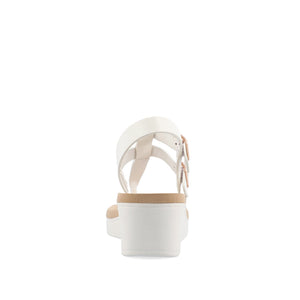 BIANCA WEDGE HEELED SANDALS IN VEGAN LEATHER - White PU