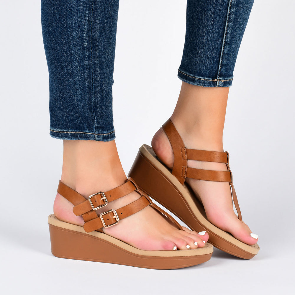 BIANCA WEDGE HEELED SANDALS IN FAUX LEATHER